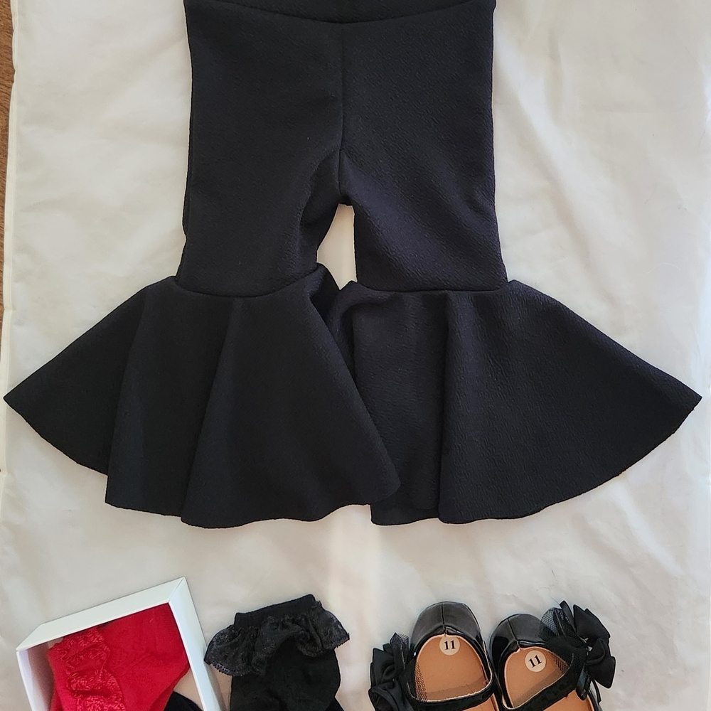 0-3 Months Black Flared Pants for Kids. Shoes and Socks Included.